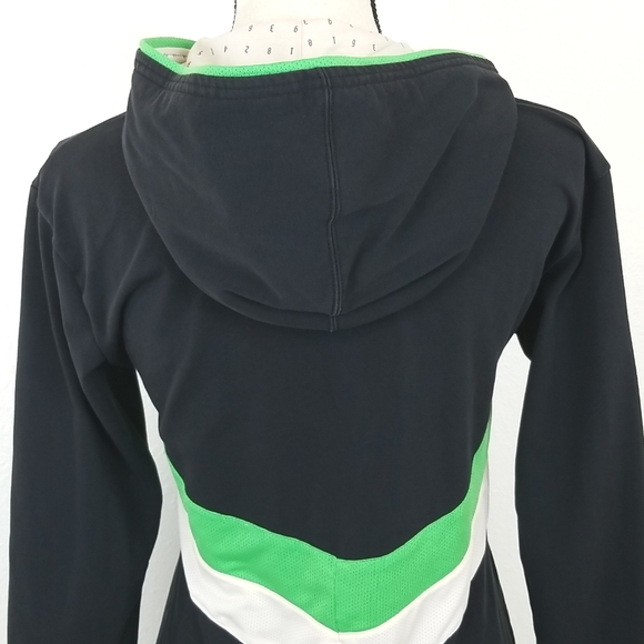 NIKE Black w/Green & White Stripes 1/4 Zip FitDry Hooded Jacket, size M - Picture 5 of 7